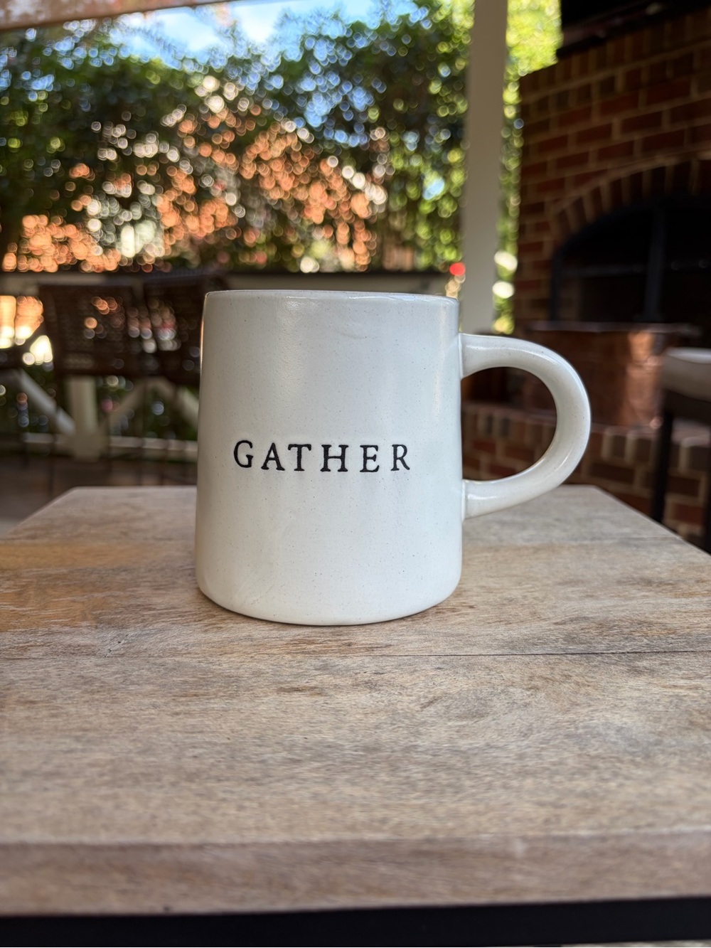 Hearth & Hand Cream Ceramic Mug with GATHER Text